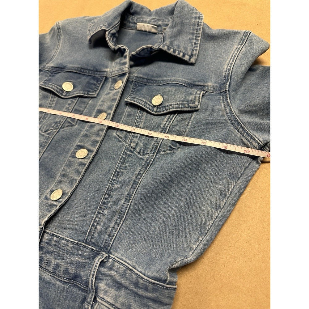 New York & Company Long Sleeve Denim Button-Front Mini Jean Dress Pockets Sz S - Picture 9 of 12